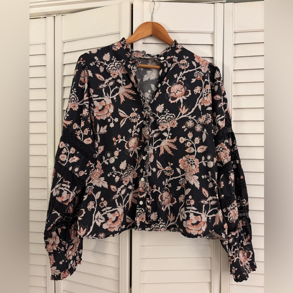 Anthropologie Love the Label Cotton Lace Button Down - Picture 2 of 9